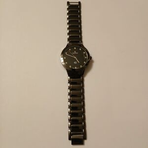 Croton Men Gunmetal Black Dial Genuine Diamonds Stainless Steel Watch